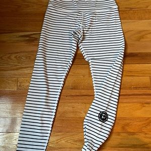 Glyder white and black striped leggings